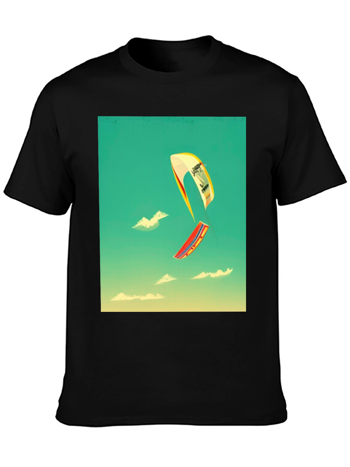 Kite Surfing Graphic Tee - Black Cotton Blend