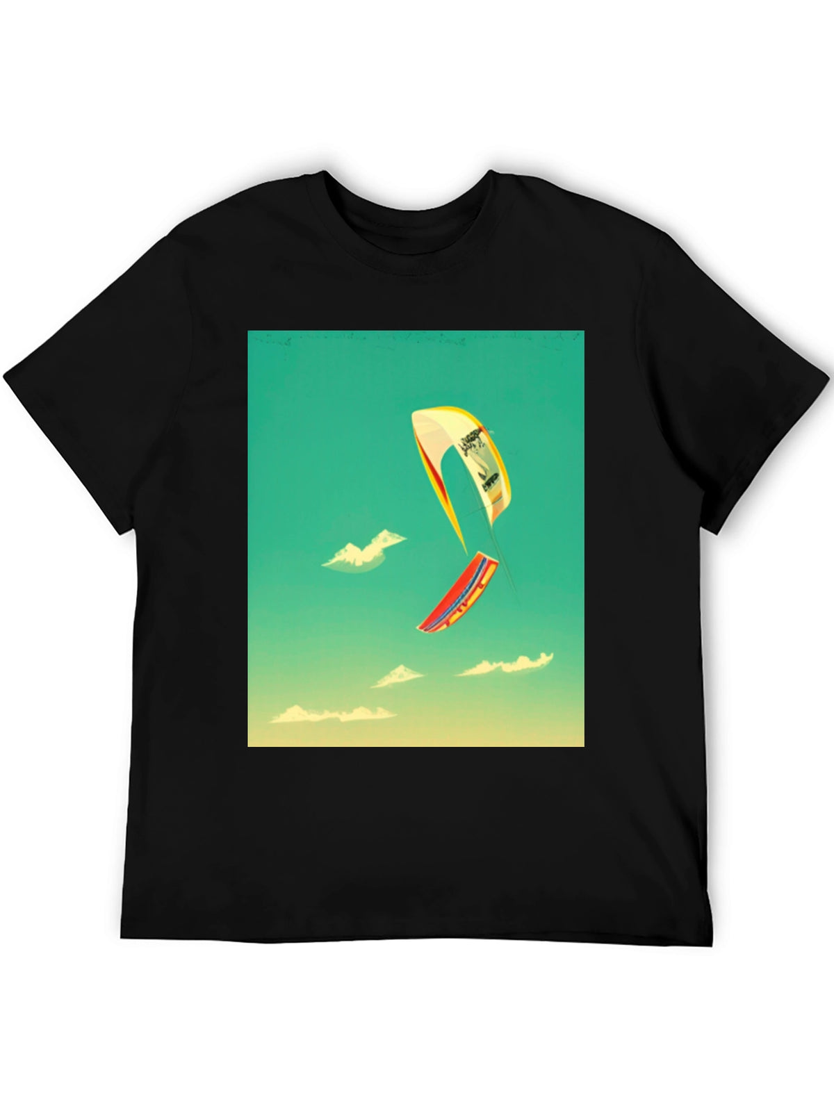 Kite Surfing Graphic Tee - Black Cotton Blend