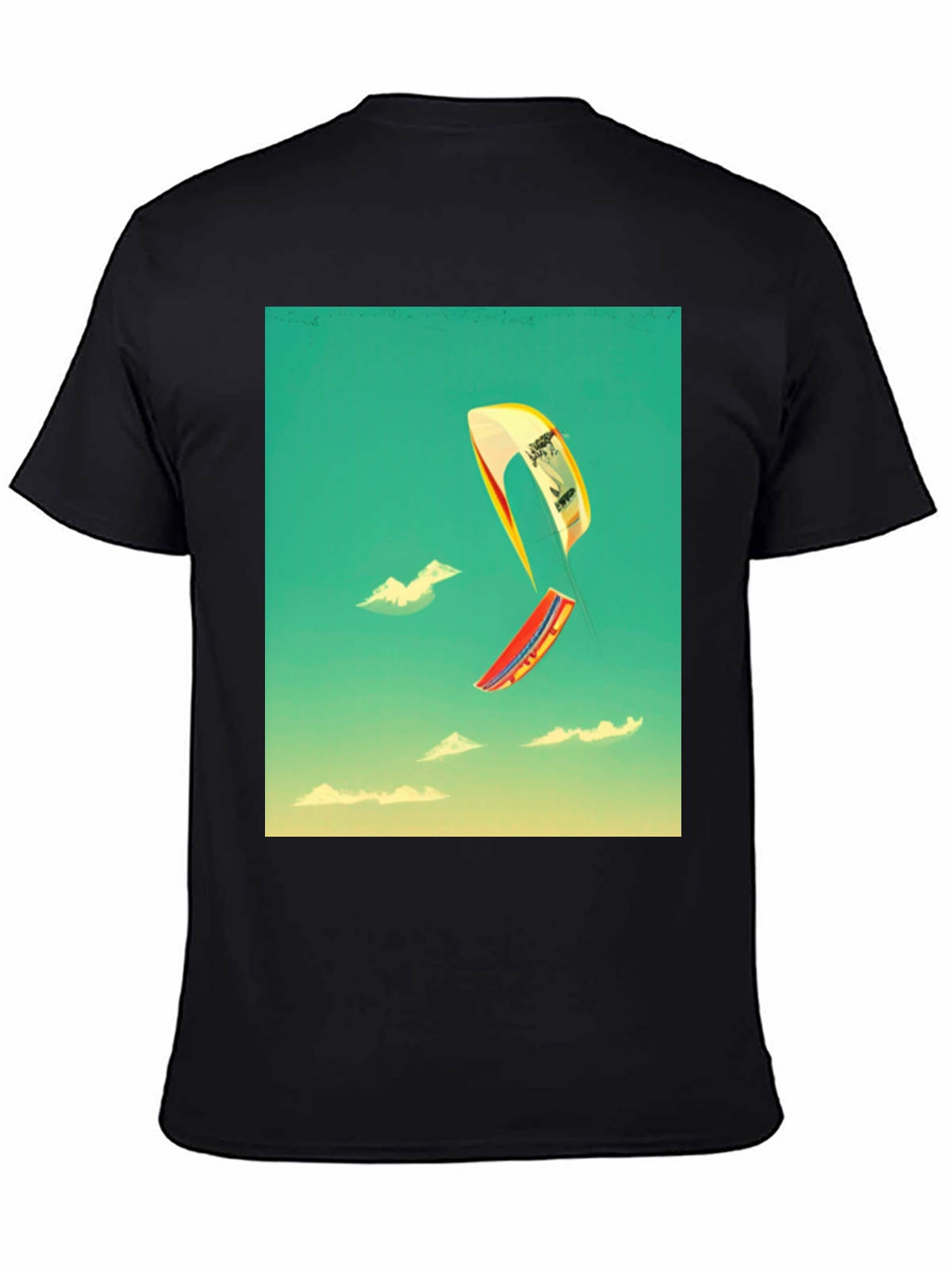 Kite Surfing Graphic Tee - Black Cotton Blend