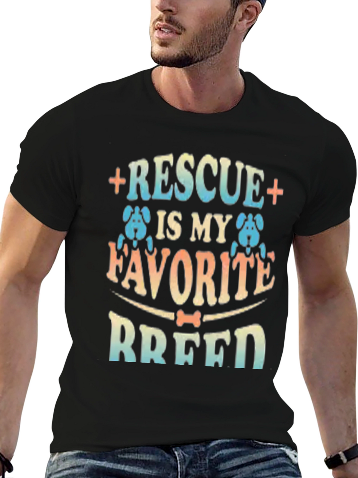 Rescue is My Favorite Breed Black T-Shirt