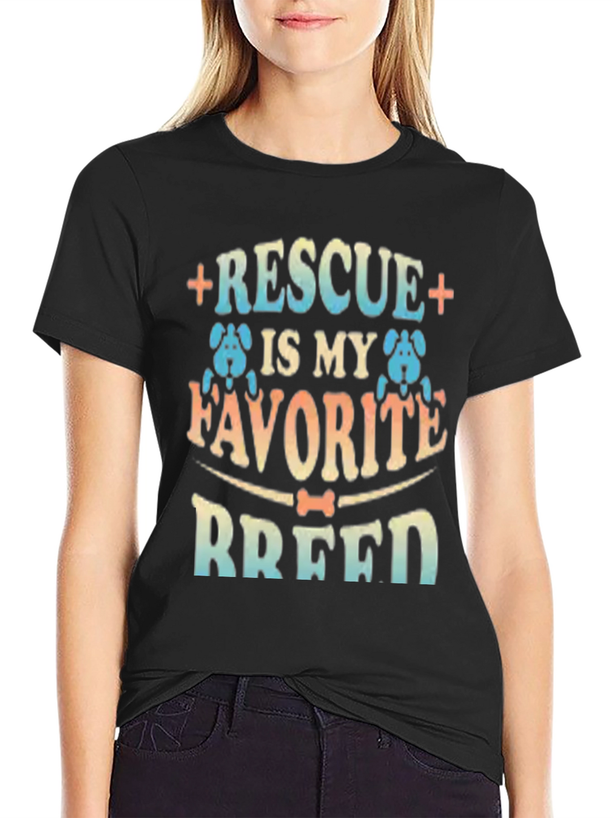 Rescue is My Favorite Breed Black T-Shirt