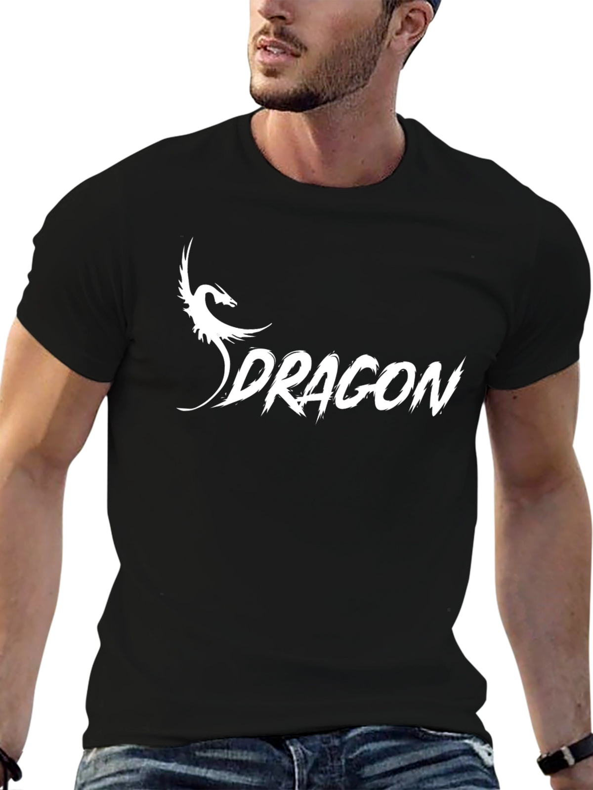 Dragon Graphic T-Shirt - Short Sleeve Black Tee