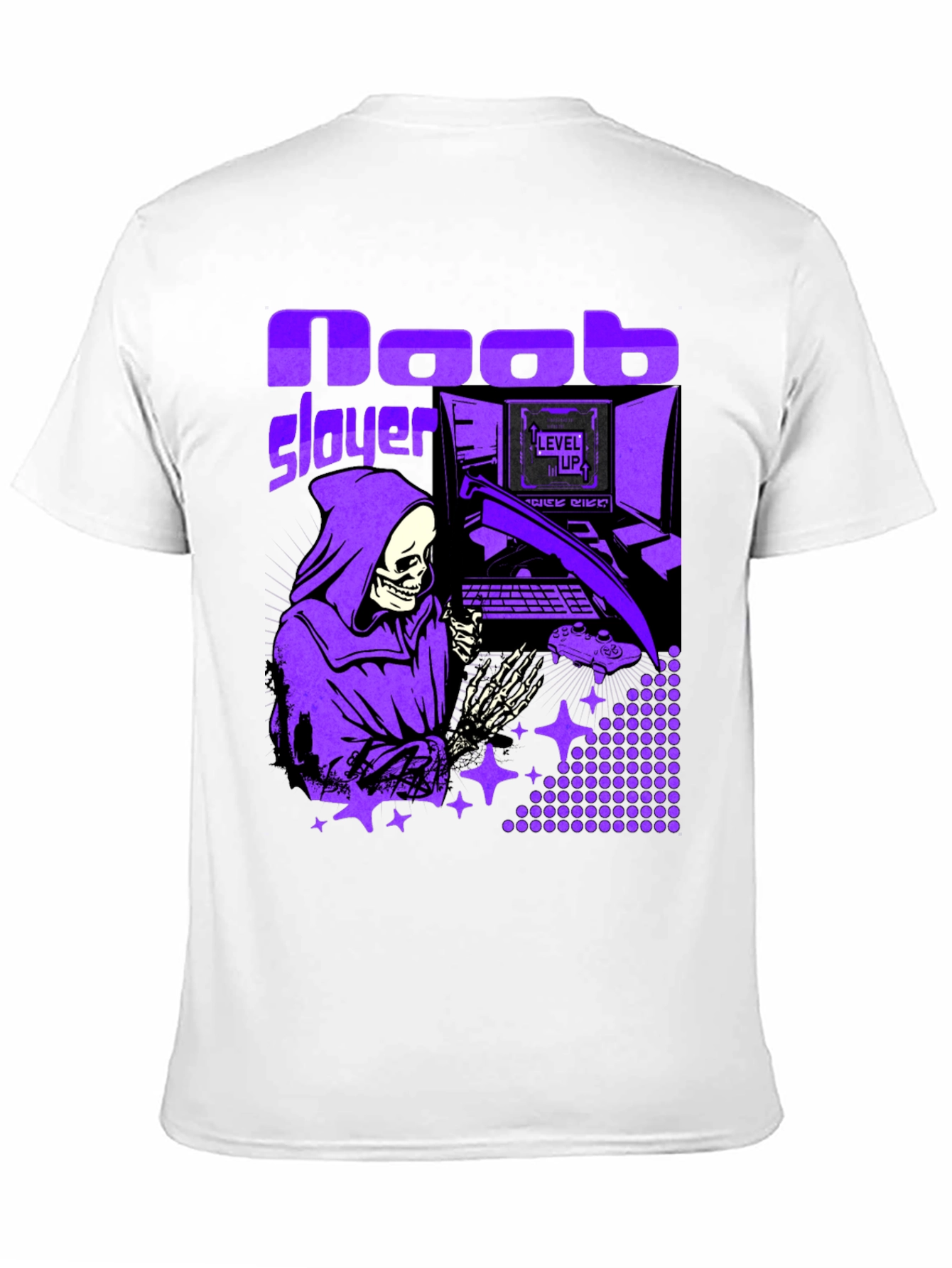 Noob Slayer Gaming T-Shirt - Grim Reaper Gamer Tee