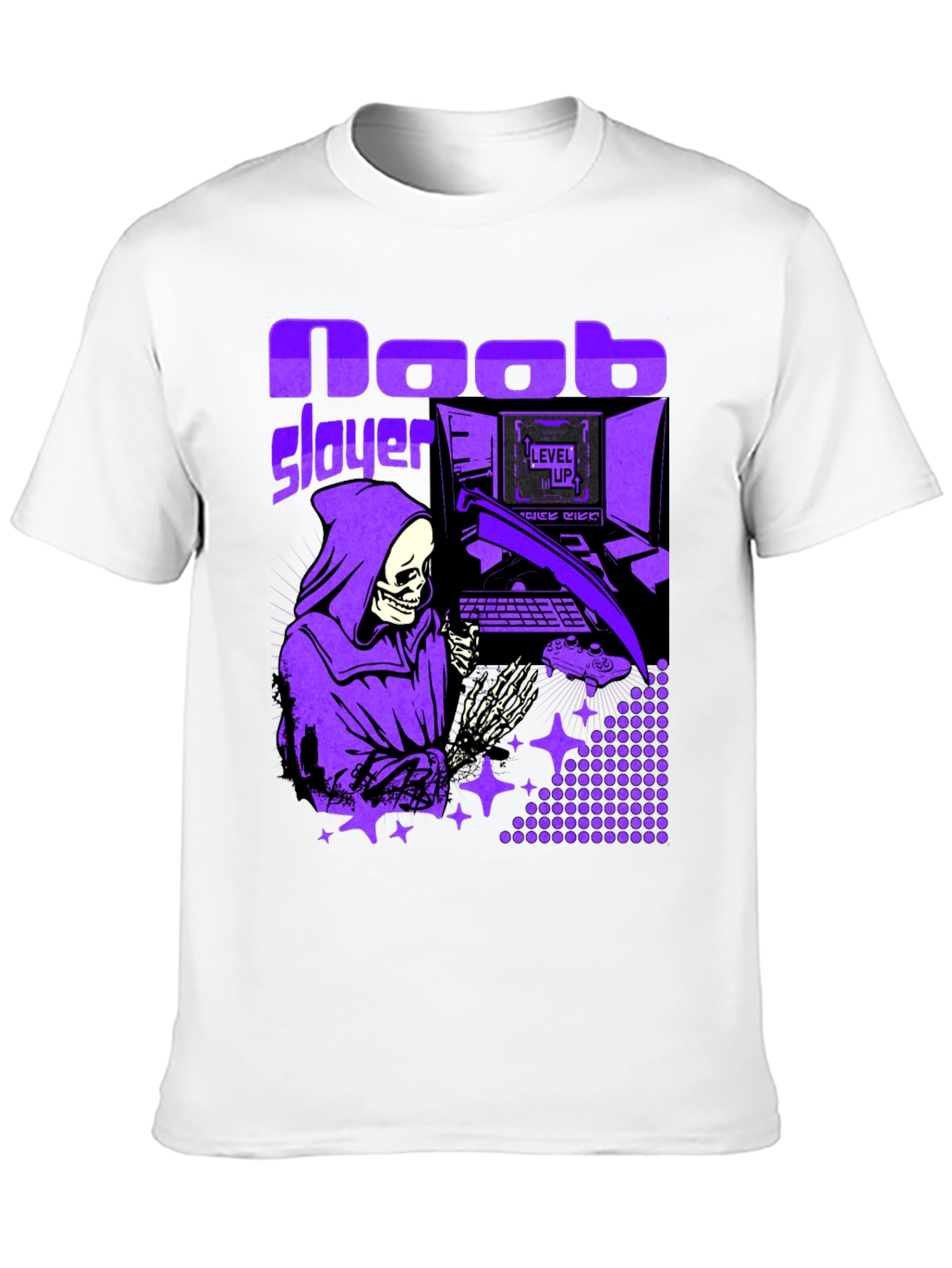 Noob Slayer Gaming T-Shirt - Grim Reaper Gamer Tee