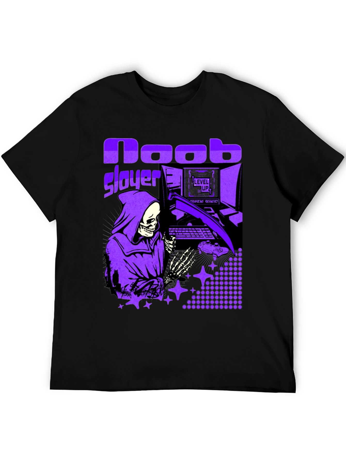 Noob Slayer Gaming T-Shirt - Grim Reaper Gamer Tee
