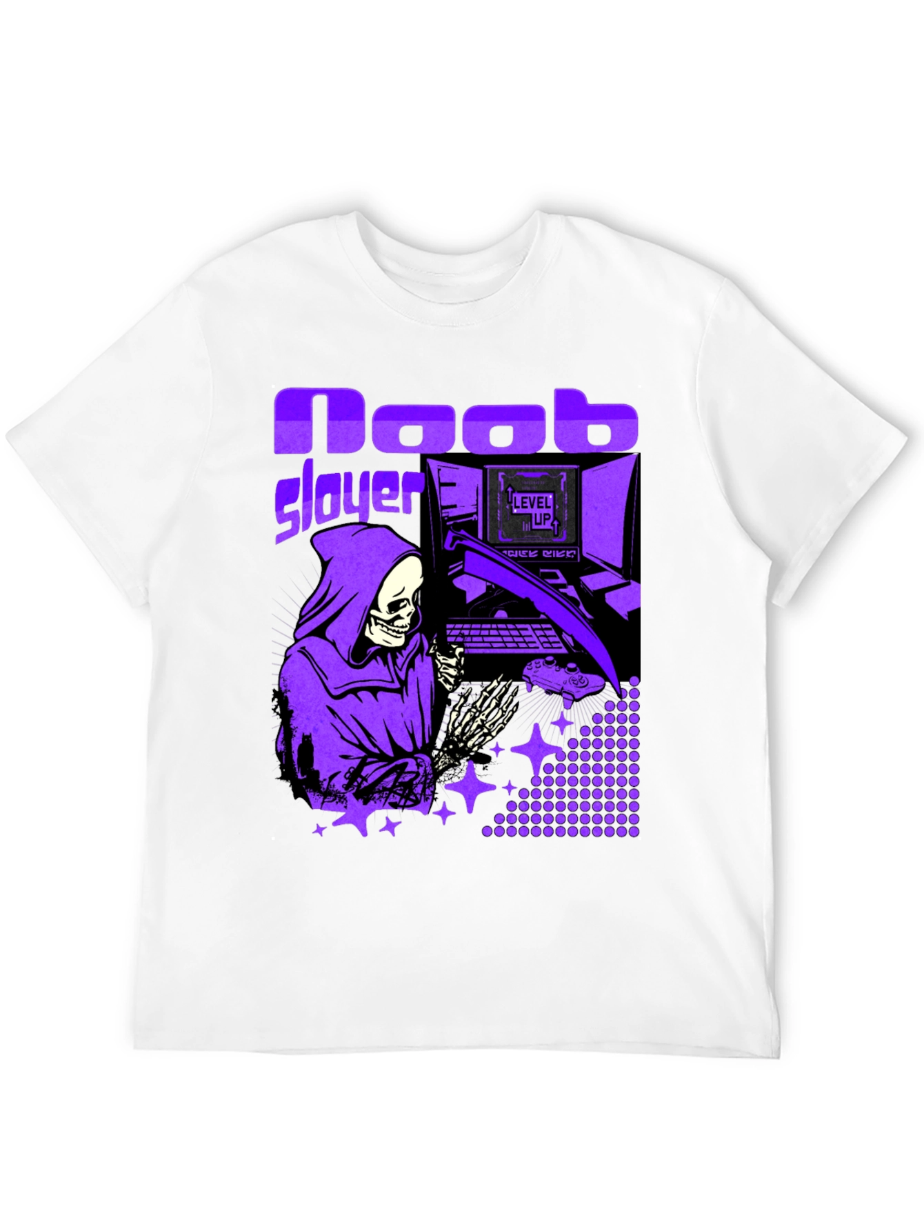 Noob Slayer Gaming T-Shirt - Grim Reaper Gamer Tee