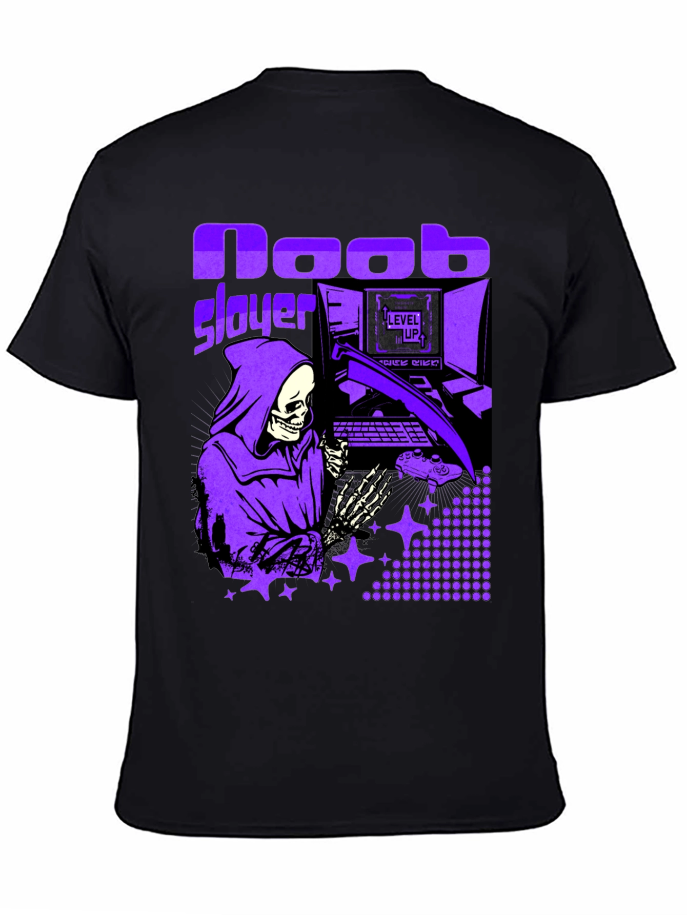 Noob Slayer Gaming T-Shirt - Grim Reaper Gamer Tee