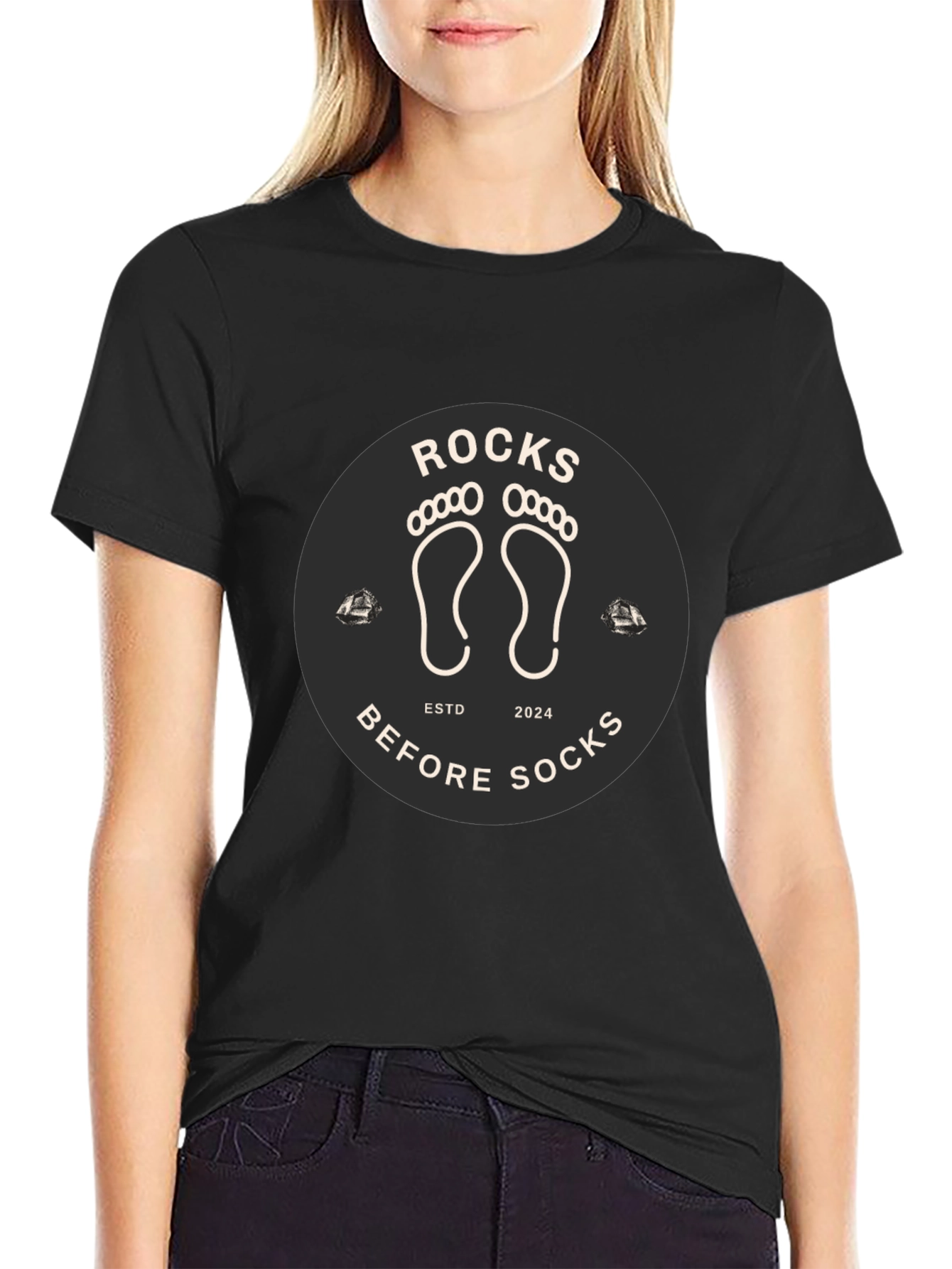 Rocks Before Socks Black Graphic Tee