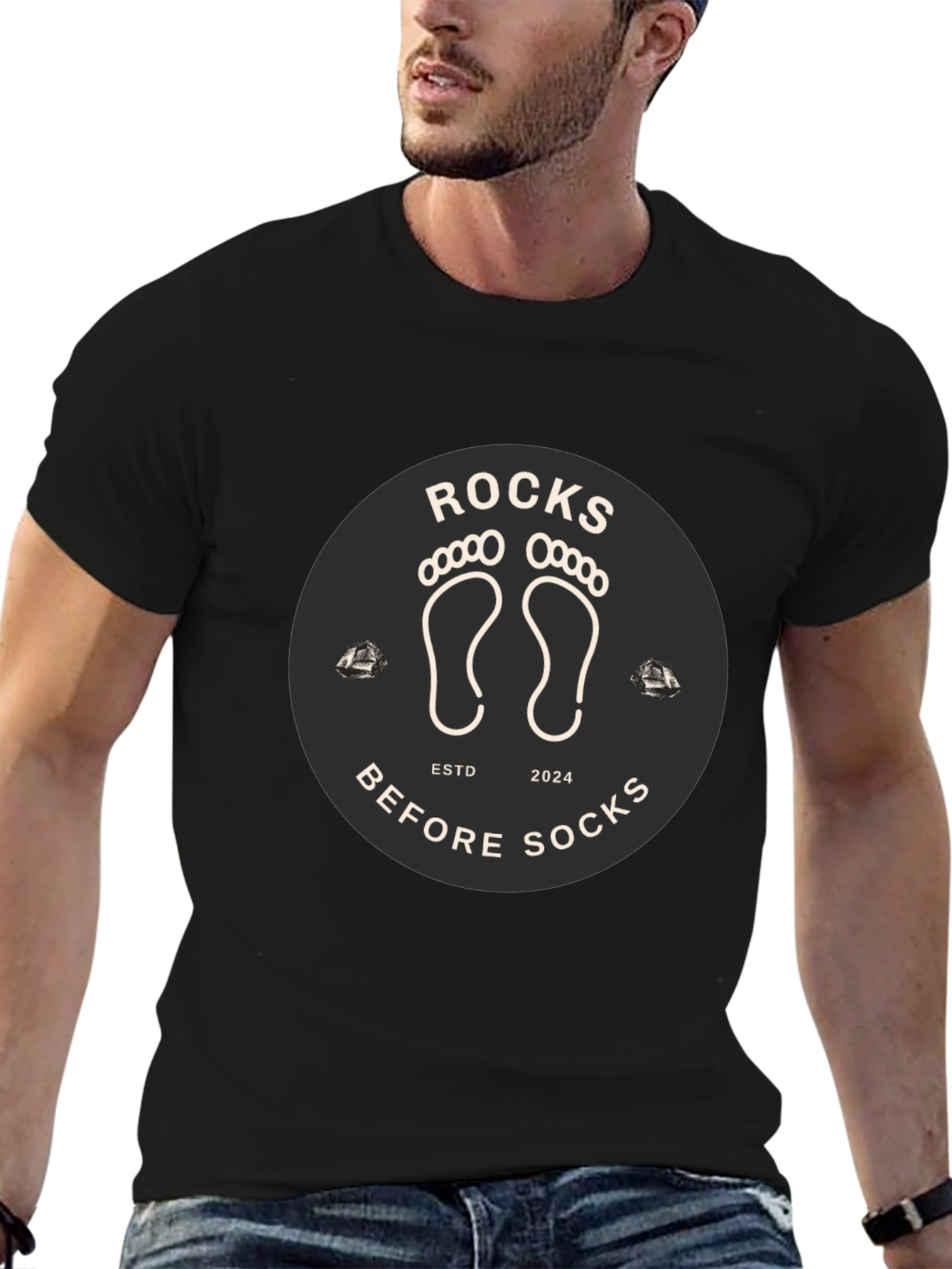 Rocks Before Socks Black Graphic Tee