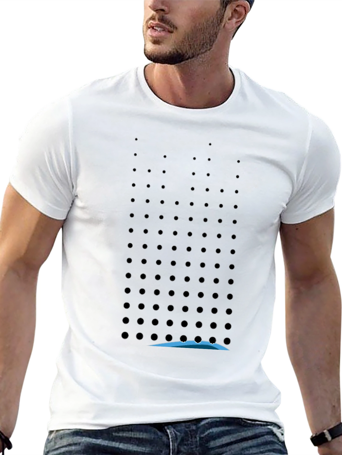 Modern Black T-Shirt with Geometric Dot Pattern