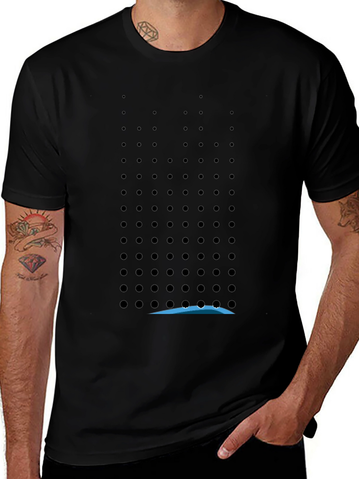 Modern Black T-Shirt with Geometric Dot Pattern