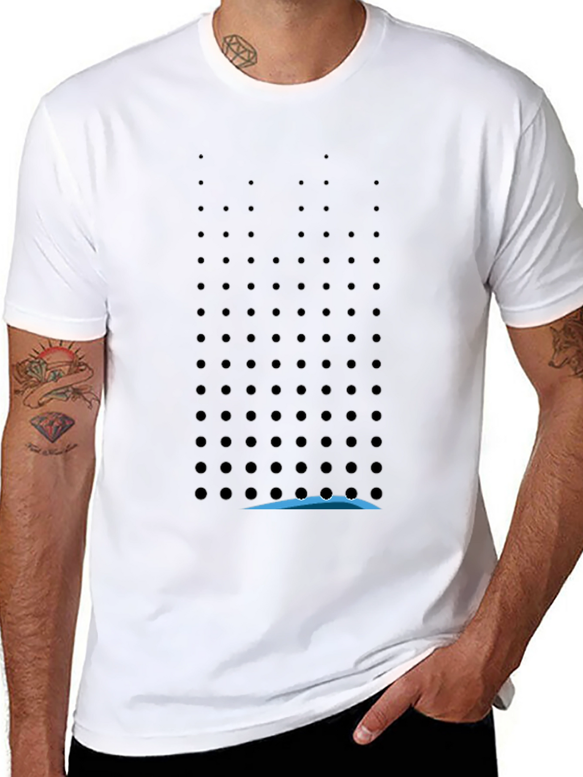 Modern Black T-Shirt with Geometric Dot Pattern