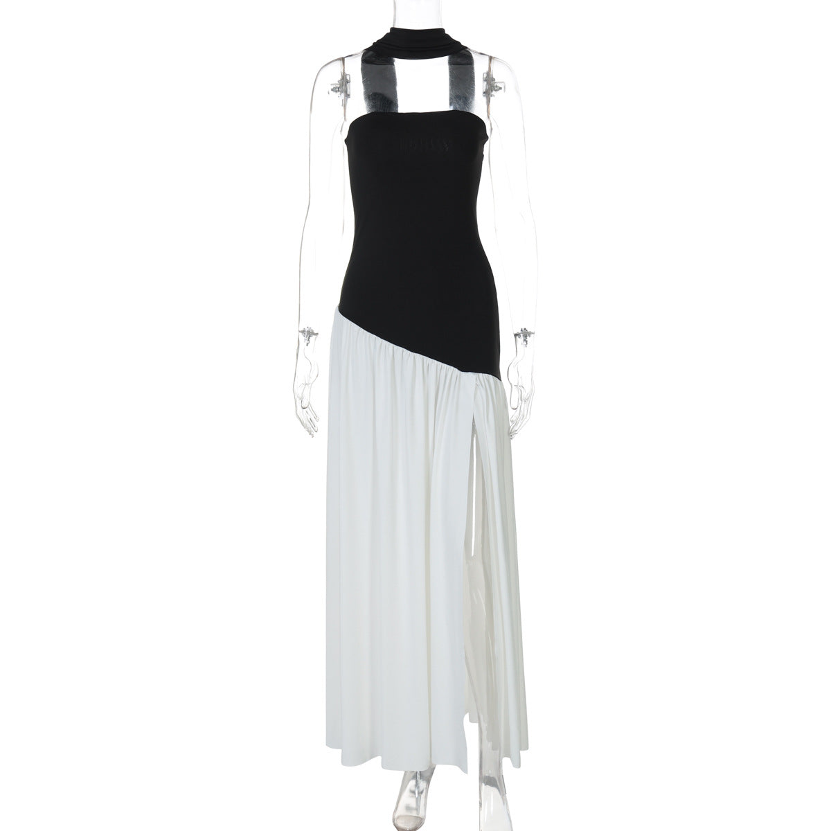 Women's Elegant Sexy Solid Color Tube Top Long Strap Split Backless Maxi Dress