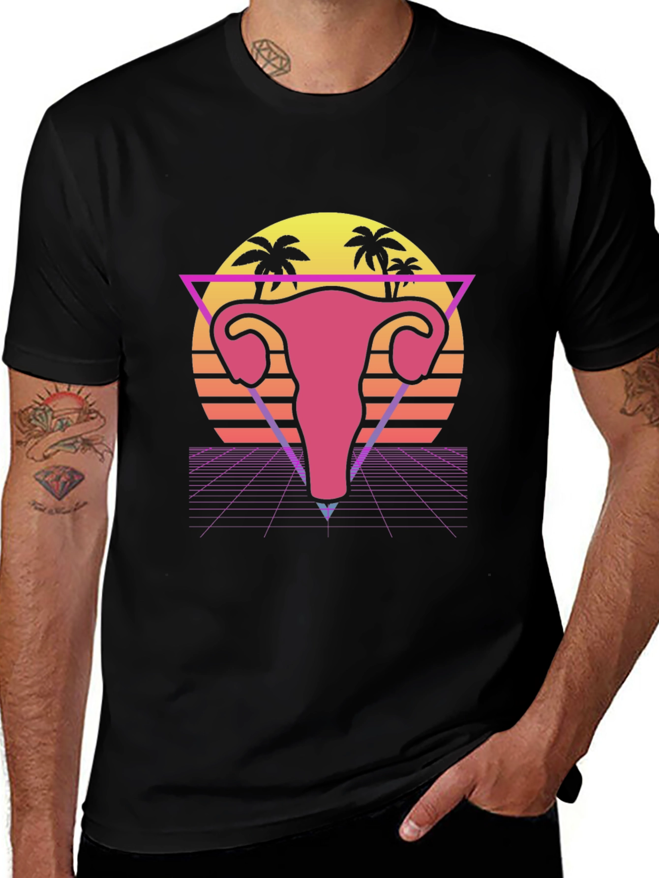 Retro Uterus T-Shirt - Synthwave Graphic Tee