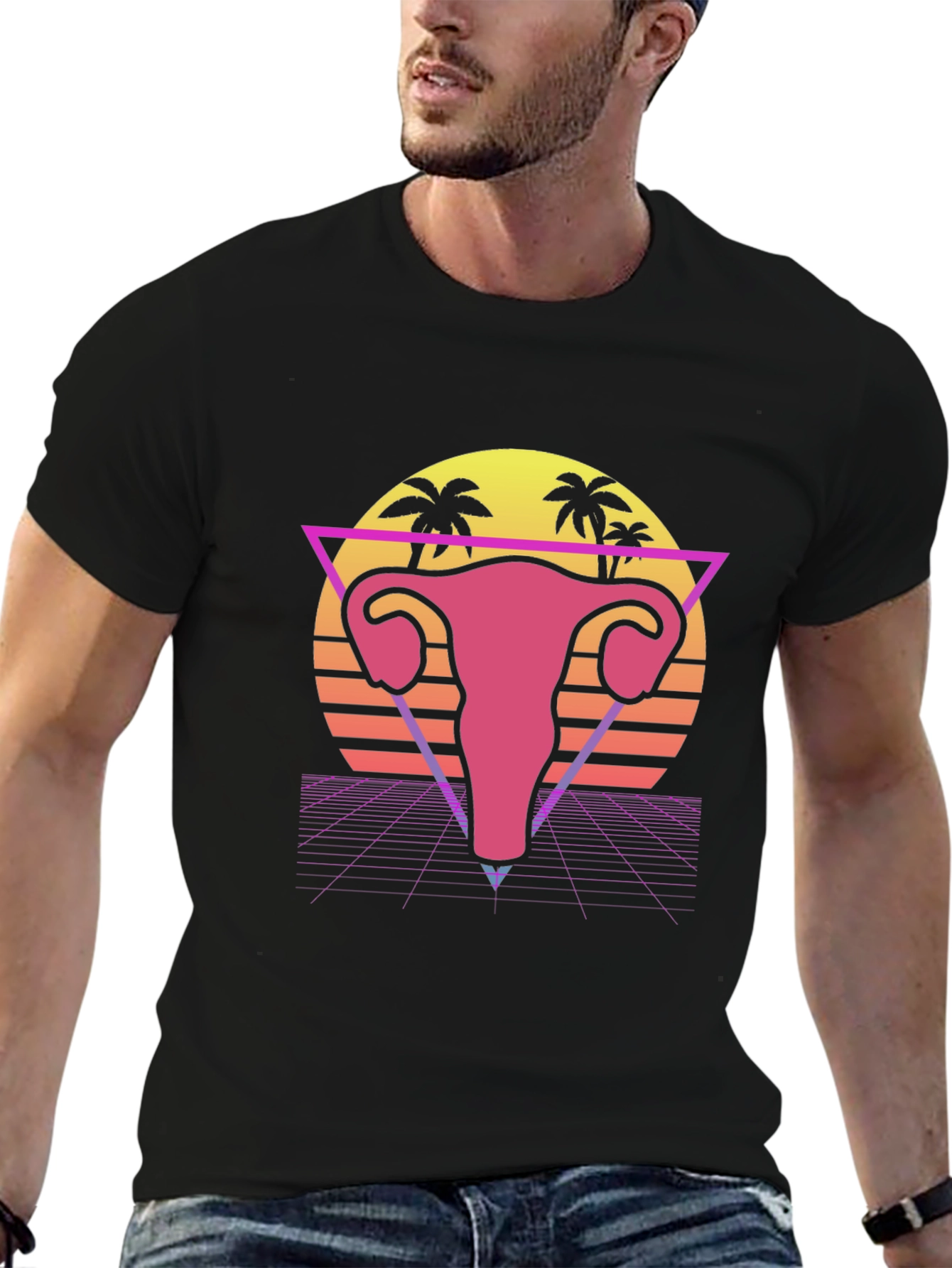 Retro Uterus T-Shirt - Synthwave Graphic Tee