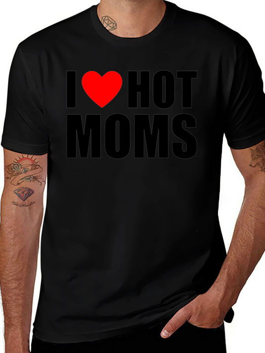 I Heart Hot Moms Graphic Tee - Black Crew Neck