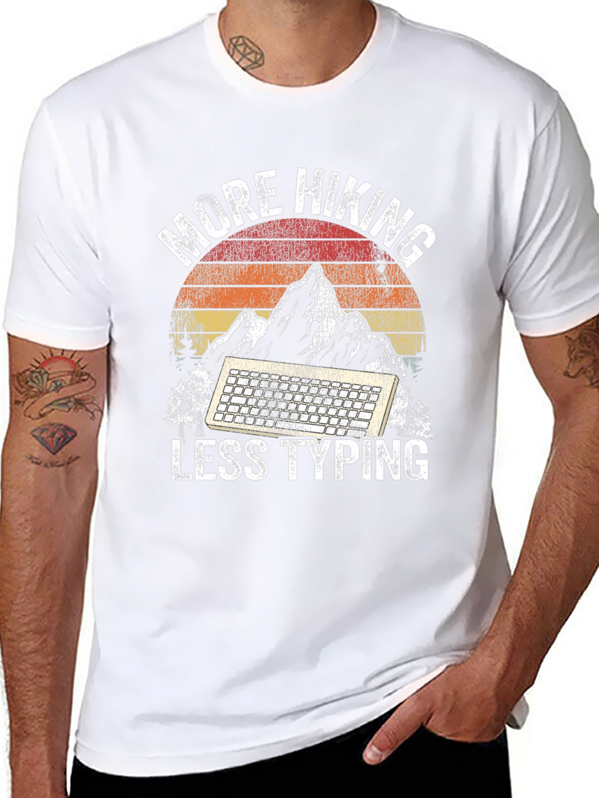 More Hiking Less Typing Graphic Tee