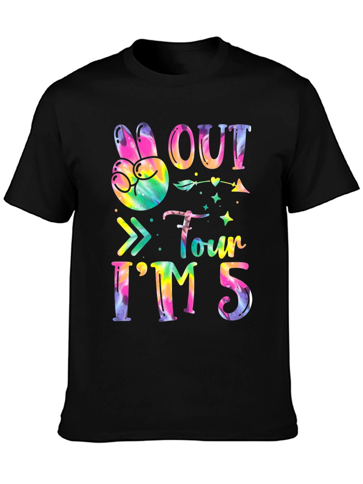 Peace Out Four Im Five Tie-Dye Birthday T-Shirt
