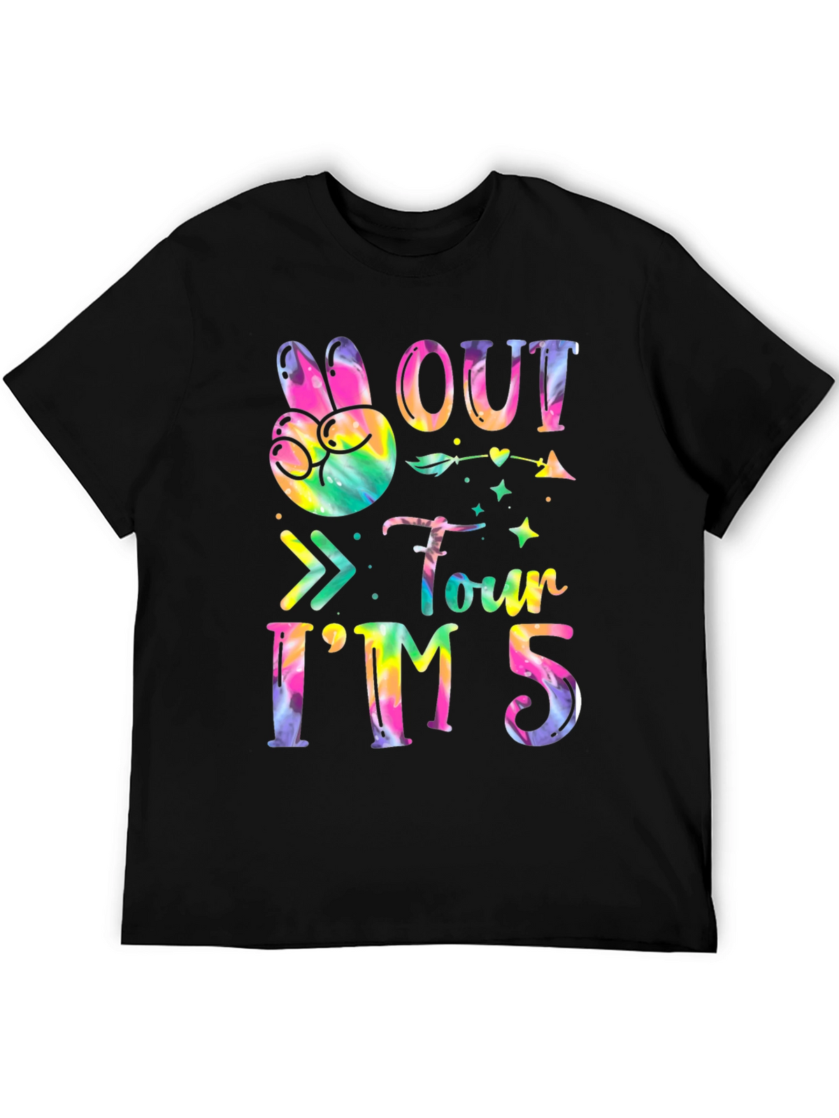 Peace Out Four Im Five Tie-Dye Birthday T-Shirt