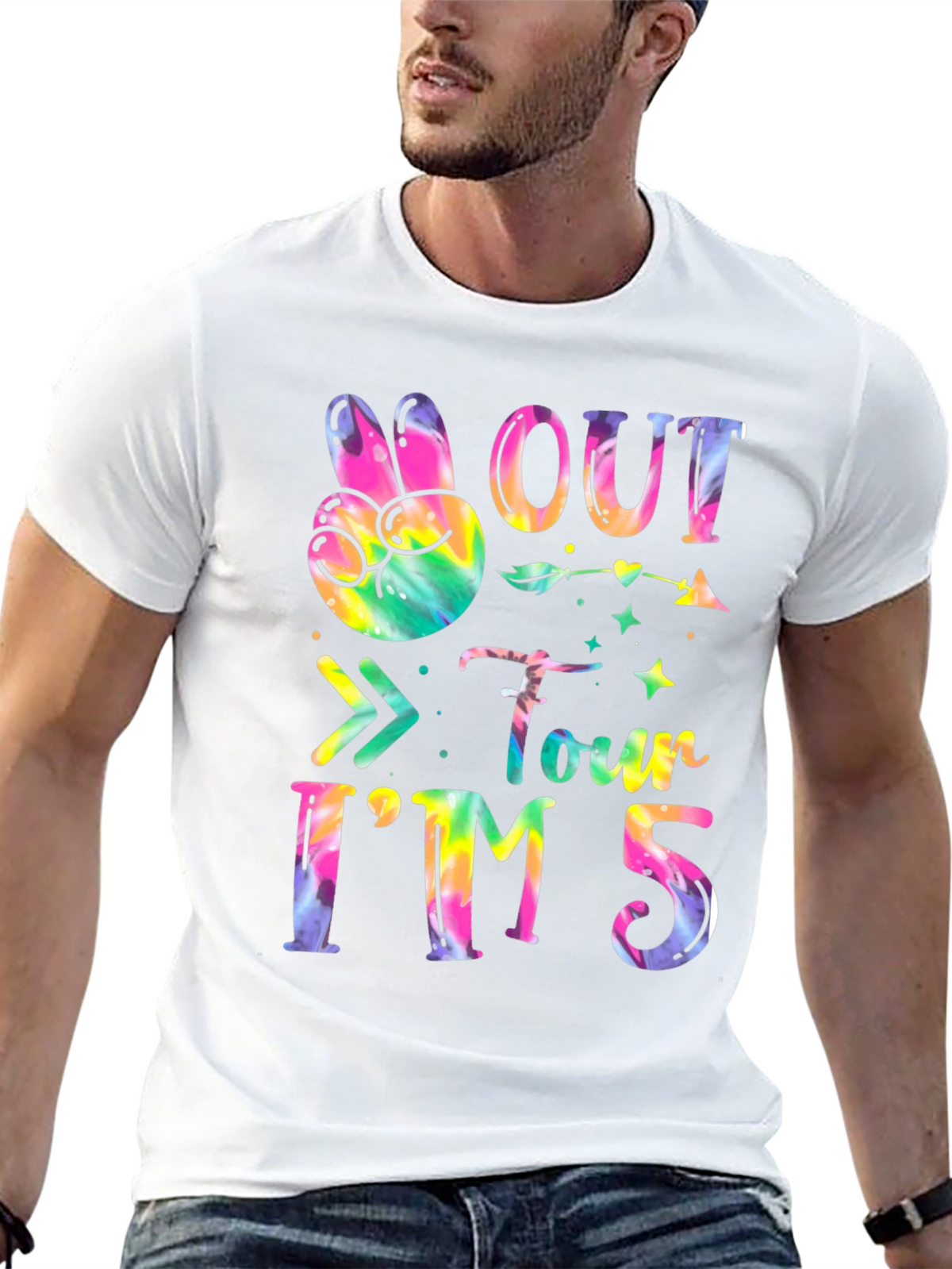 Peace Out Four Im Five Tie-Dye Birthday T-Shirt