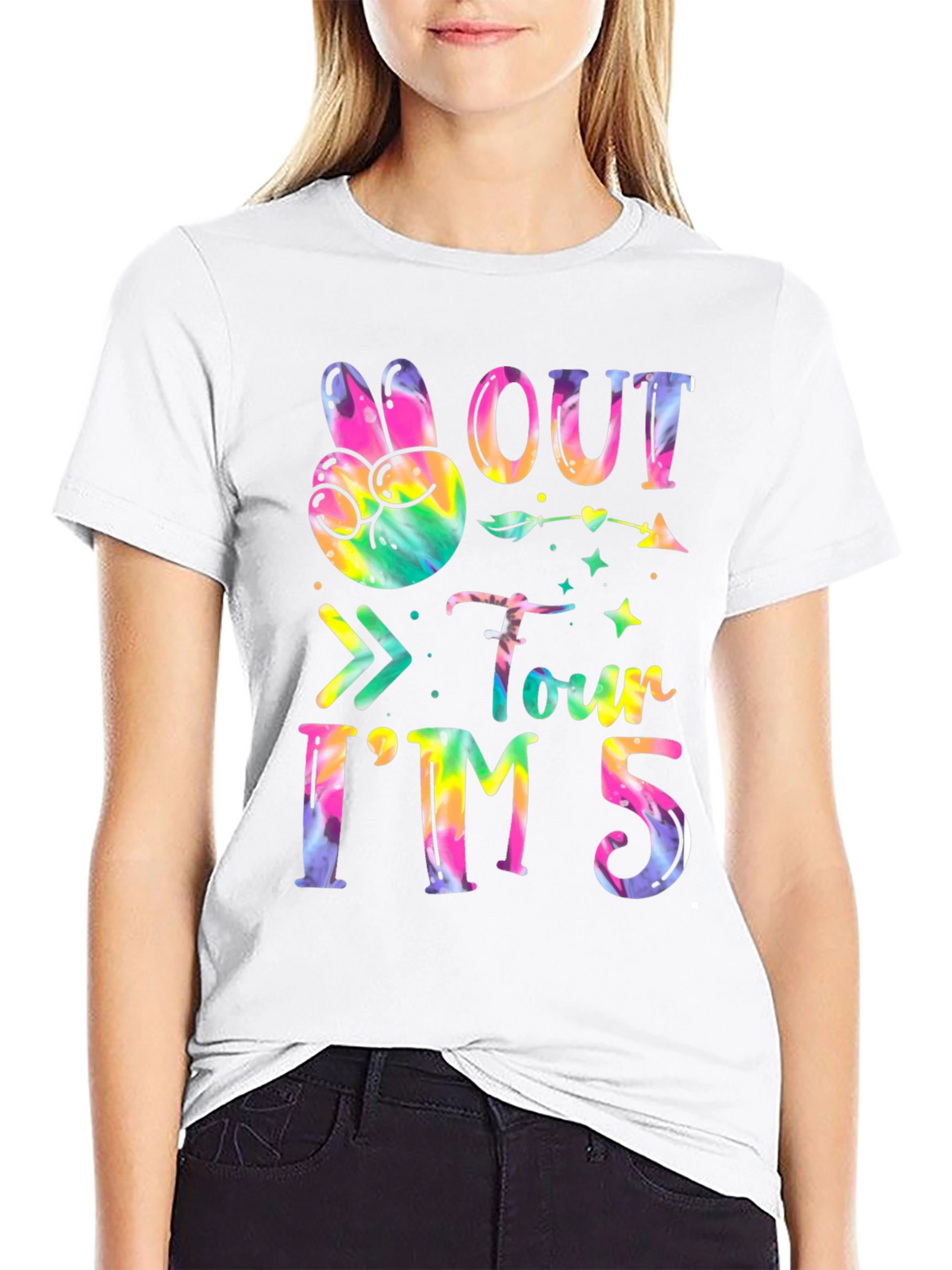 Peace Out Four Im Five Tie-Dye Birthday T-Shirt
