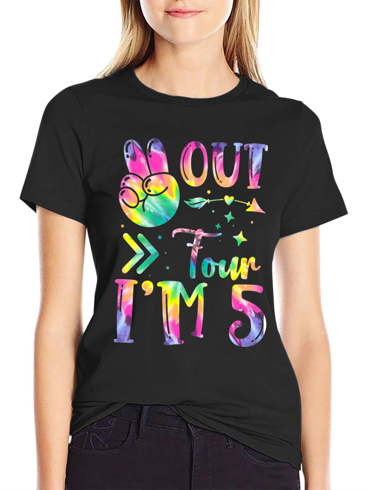 Peace Out Four Im Five Tie-Dye Birthday T-Shirt
