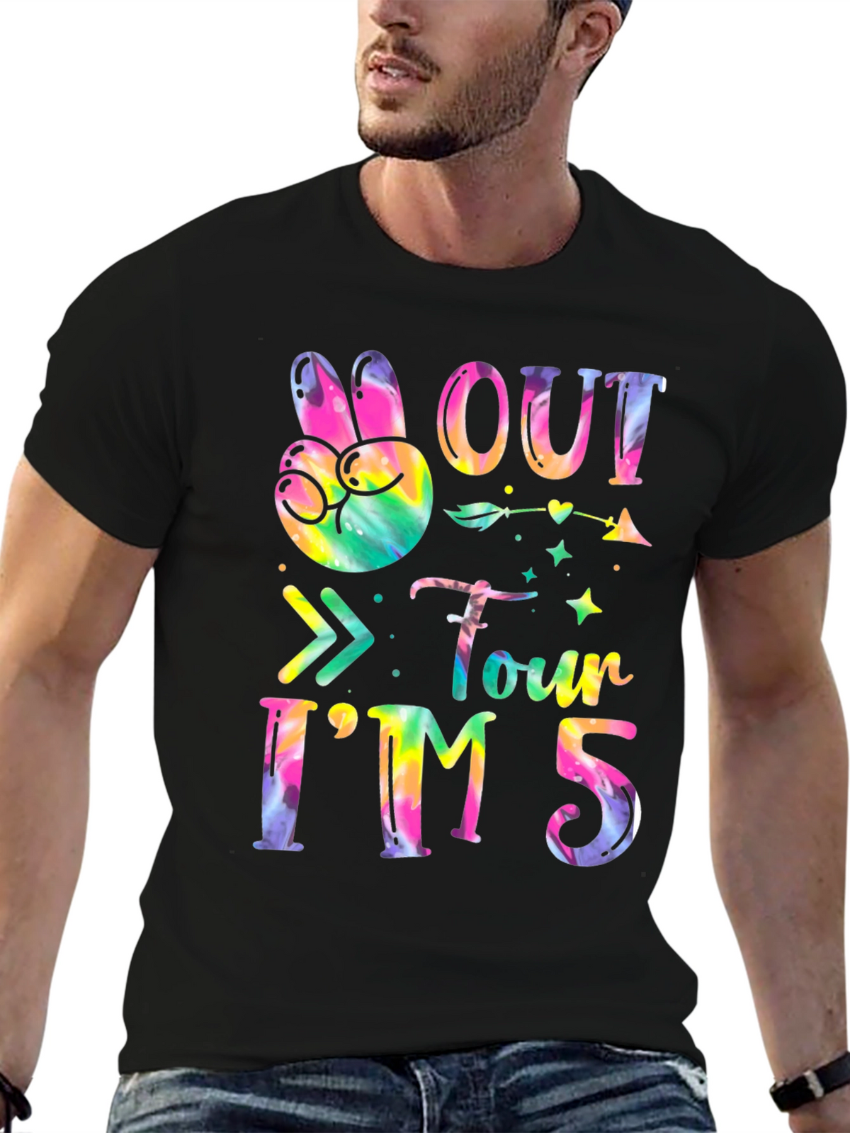 Peace Out Four Im Five Tie-Dye Birthday T-Shirt
