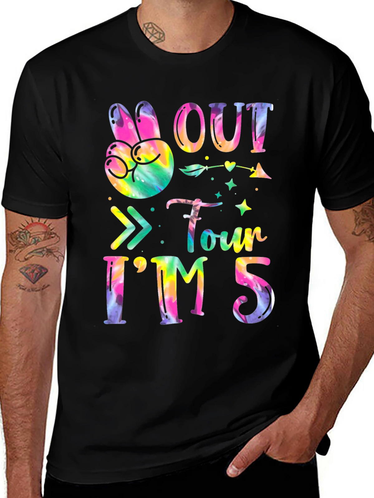 Peace Out Four Im Five Tie-Dye Birthday T-Shirt