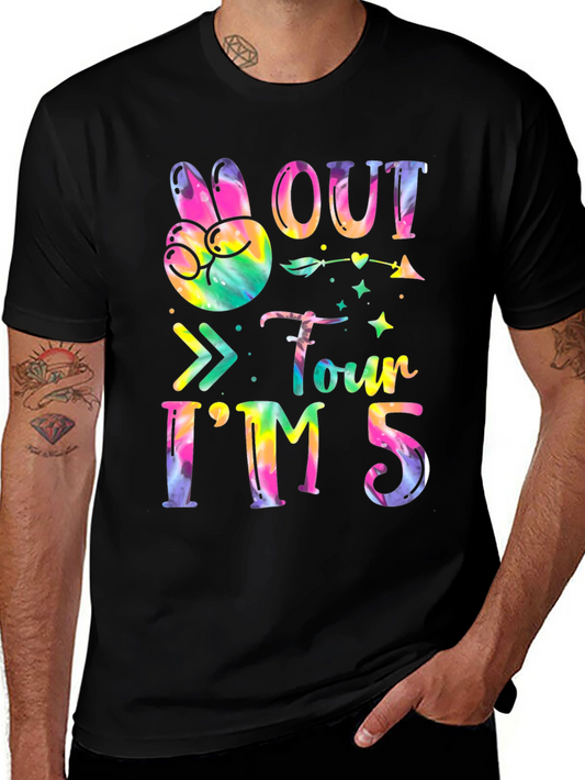 Peace Out Four Im Five Tie-Dye Birthday T-Shirt