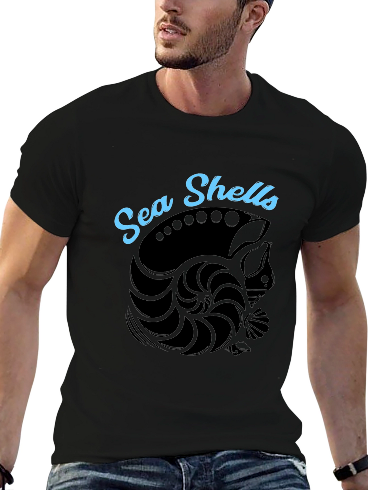 Sea Shells Graphic T-Shirt - Black