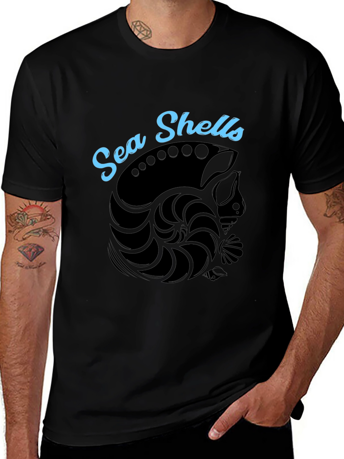 Sea Shells Graphic T-Shirt - Black