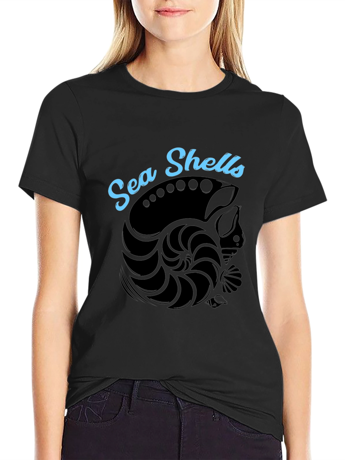 Sea Shells Graphic T-Shirt - Black