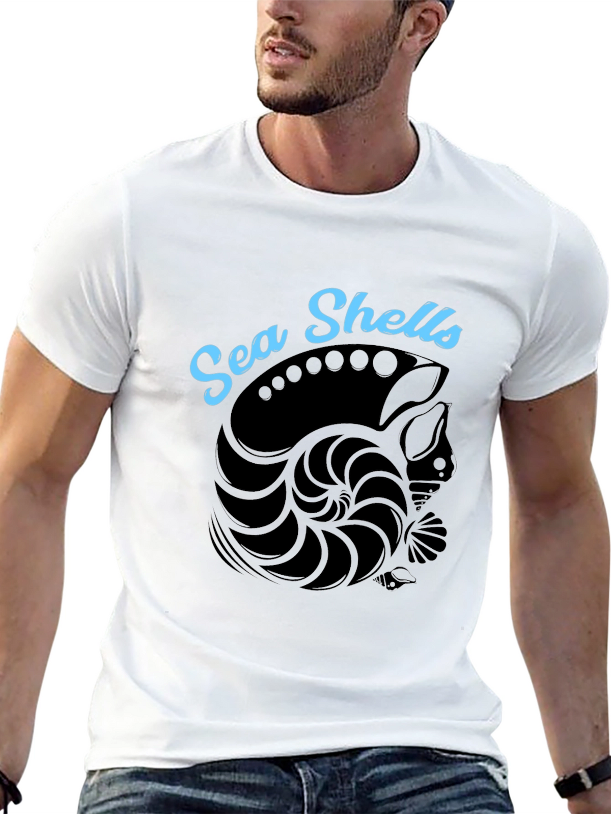 Sea Shells Graphic T-Shirt - Black