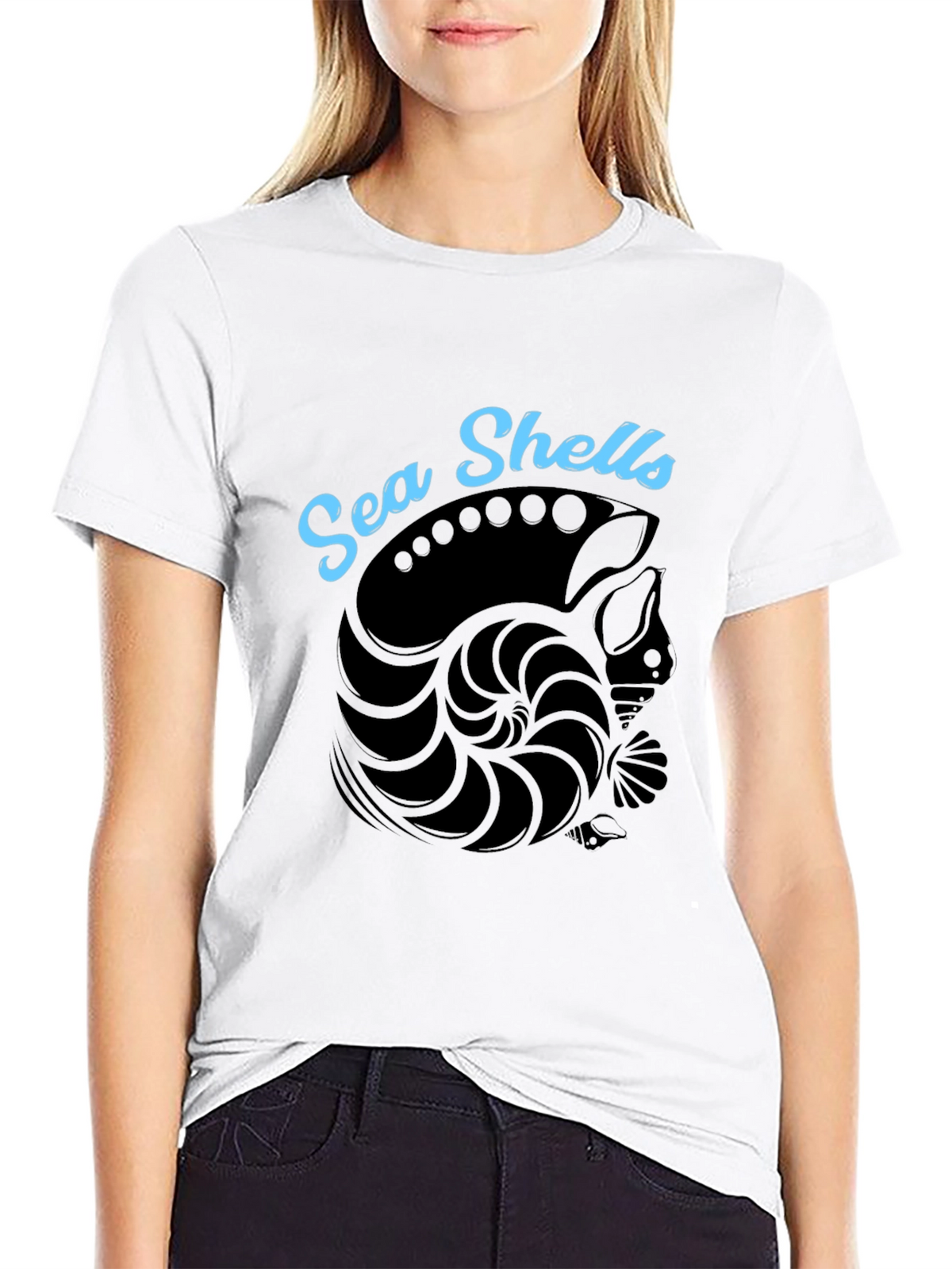 Sea Shells Graphic T-Shirt - Black