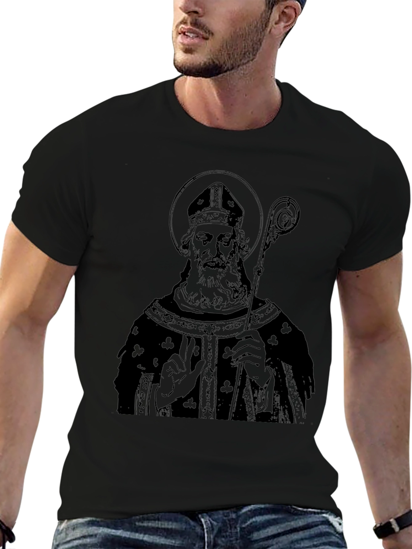 Saint Patricks Day Mens Black Graphic T-Shirt