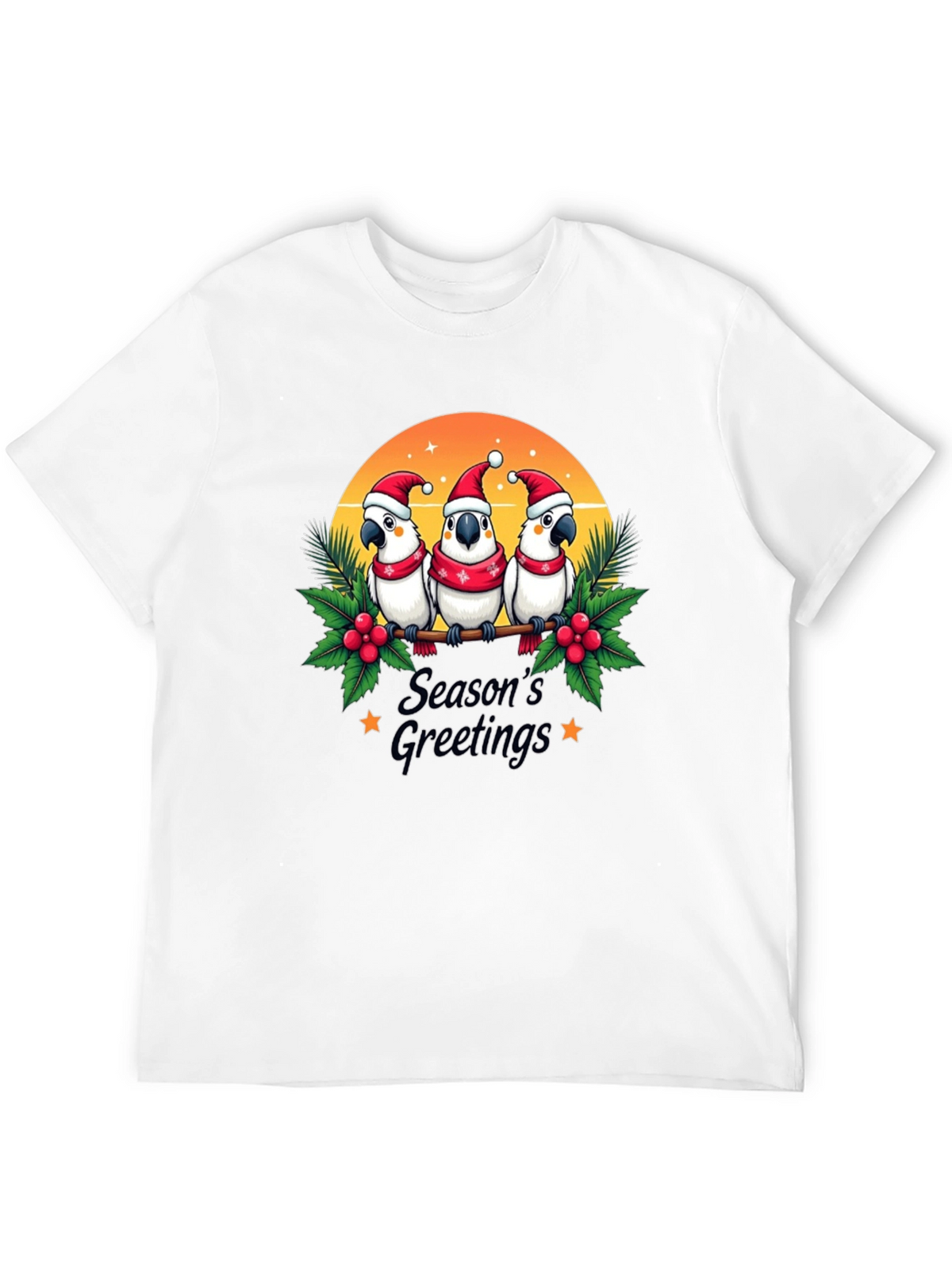 Festive Holiday Parrots T-Shirt