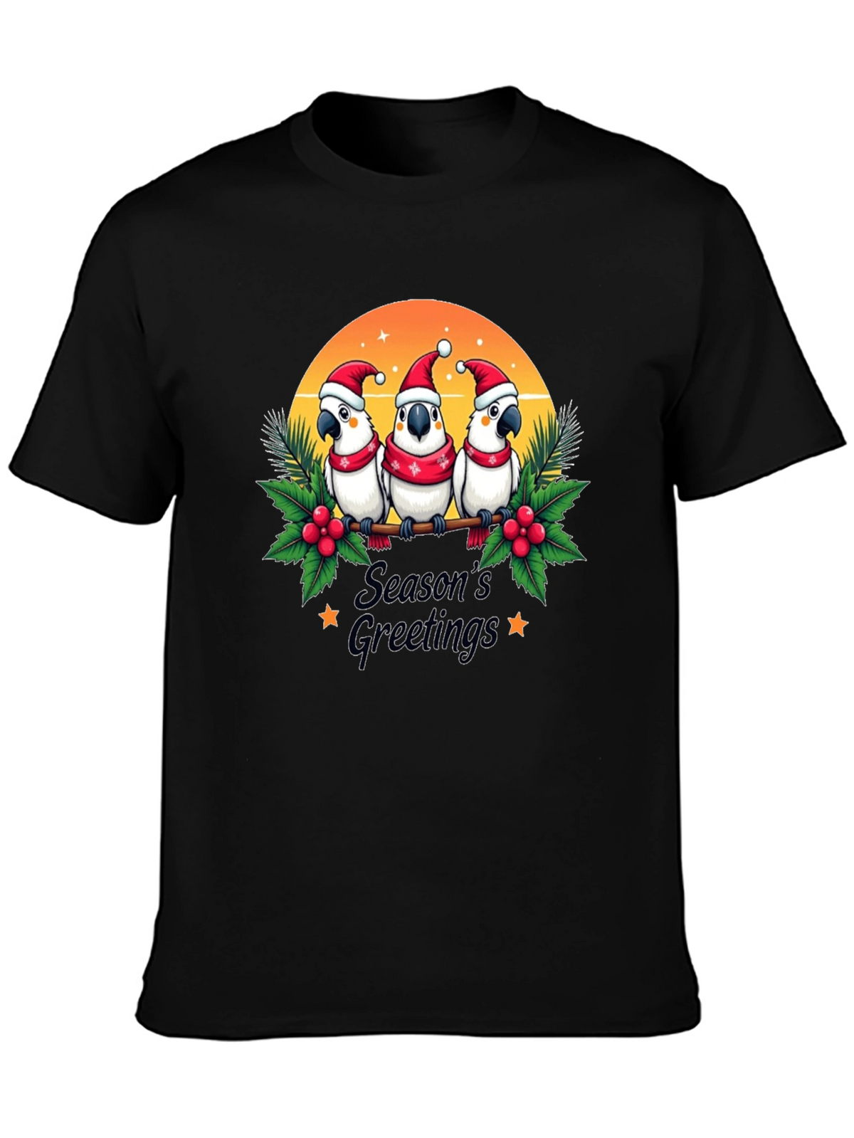 Festive Holiday Parrots T-Shirt