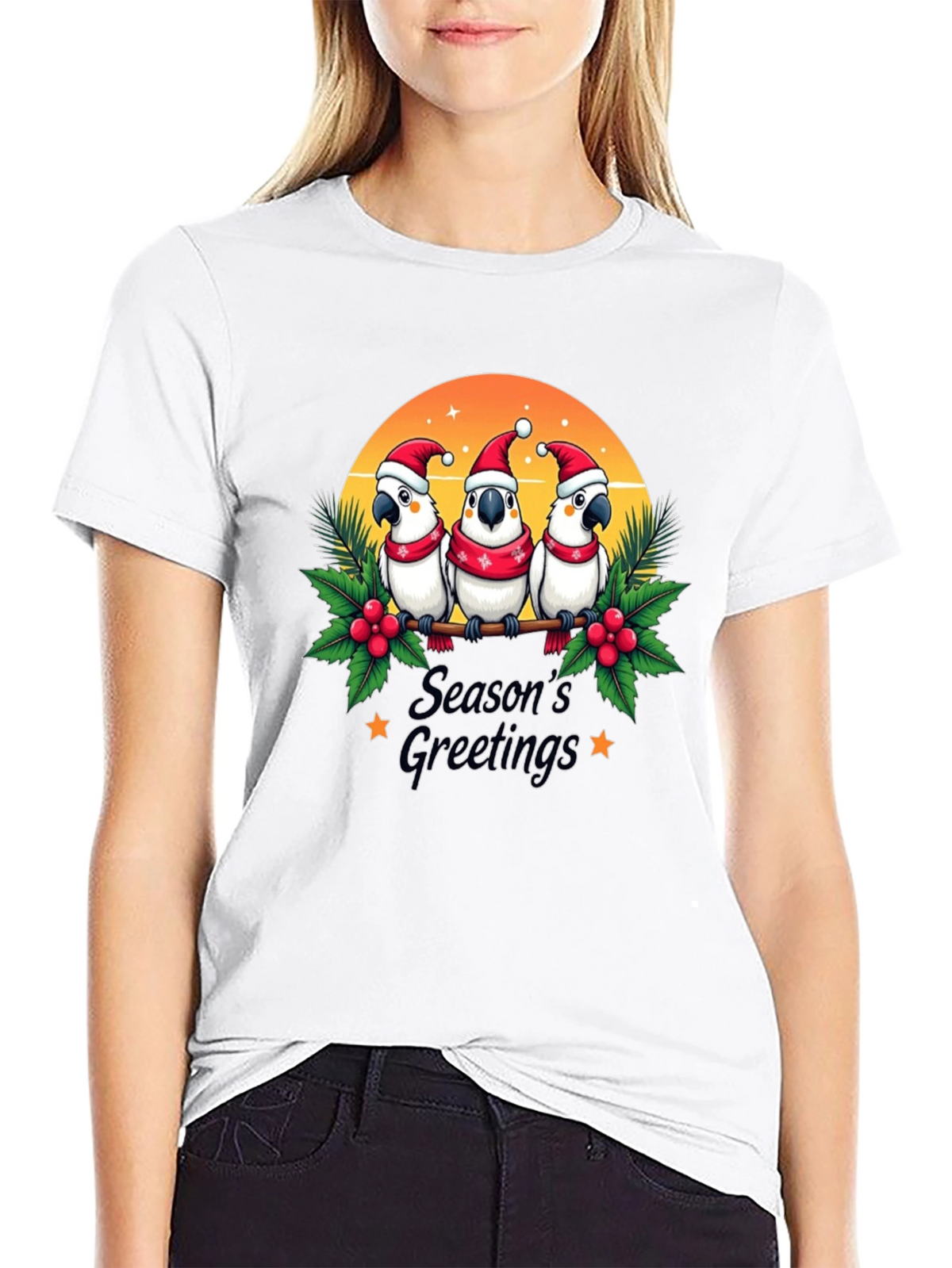 Festive Holiday Parrots T-Shirt