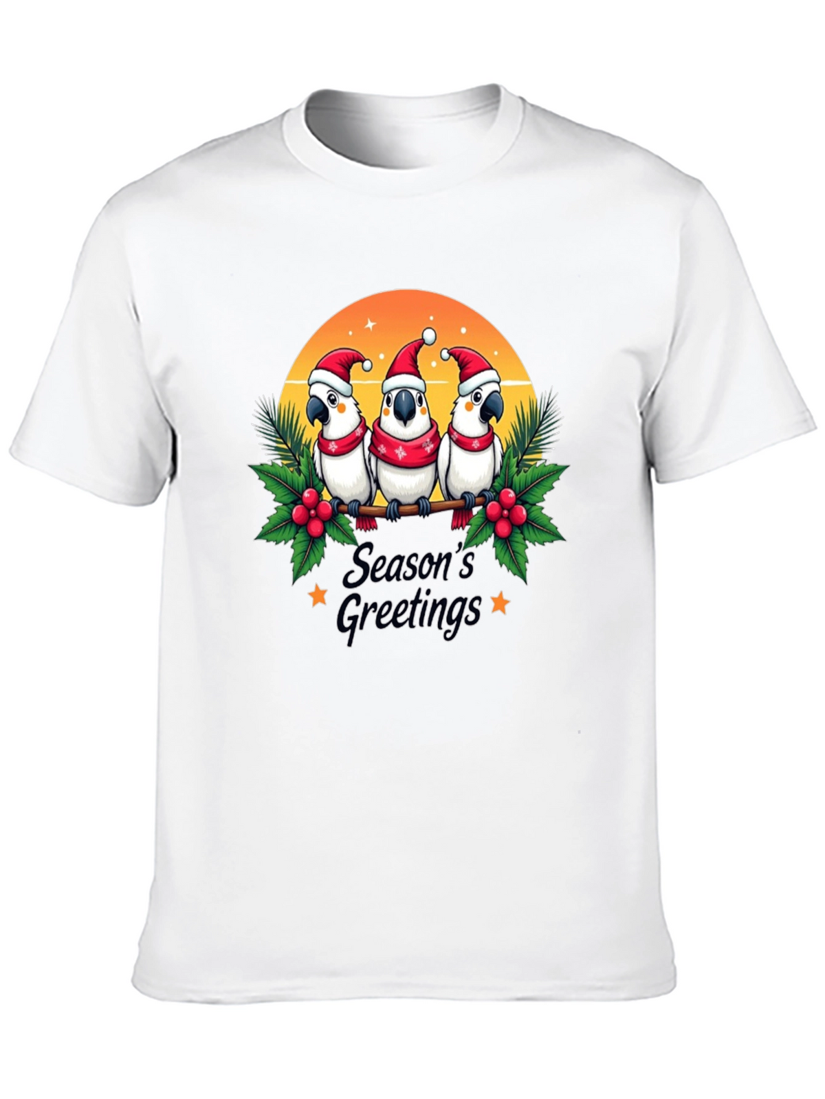 Festive Holiday Parrots T-Shirt