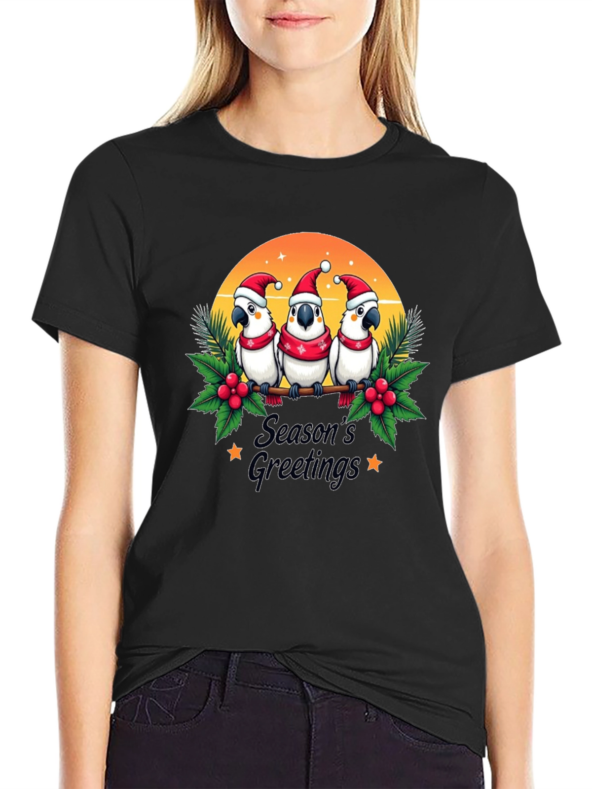 Festive Holiday Parrots T-Shirt