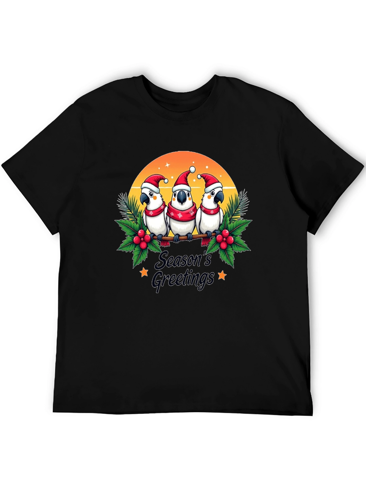Festive Holiday Parrots T-Shirt
