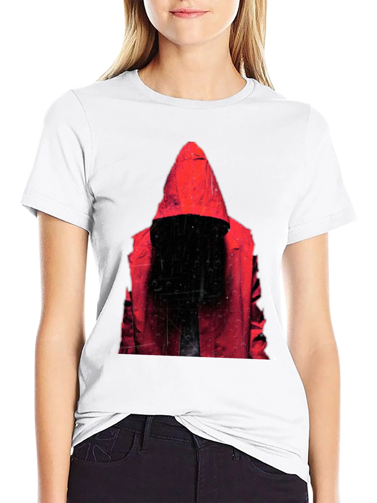 Hooded Figure Graphic T-Shirt - Mens Black Tee