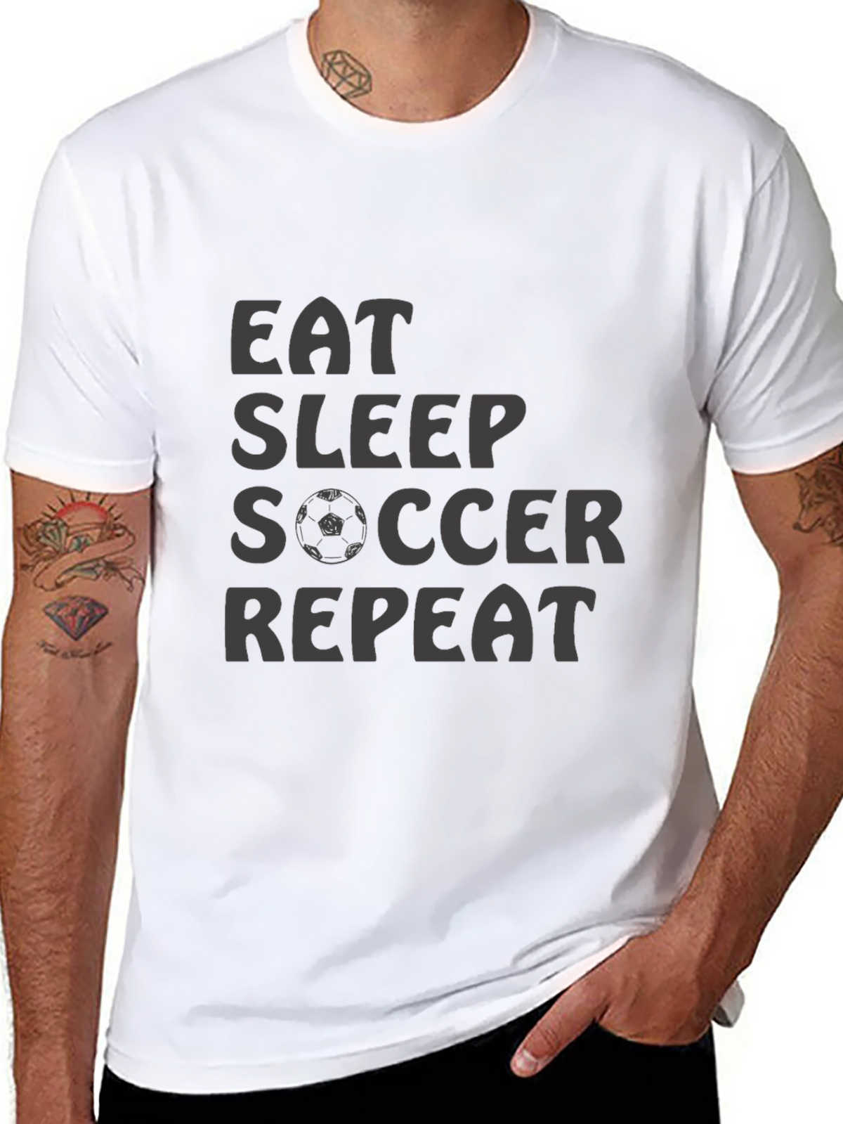 Eat Sleep Soccer Repeat T-Shirt - Black