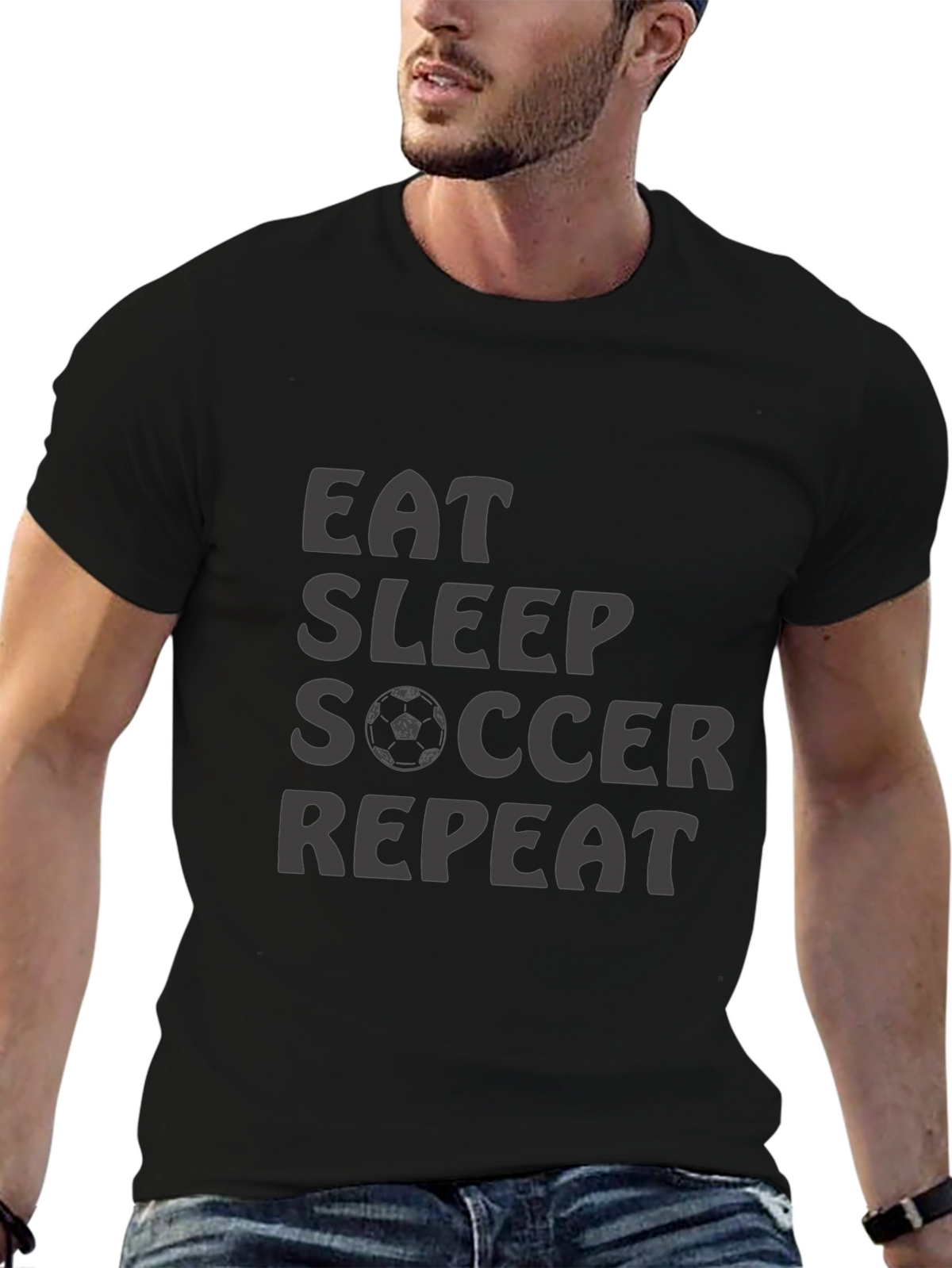 Eat Sleep Soccer Repeat T-Shirt - Black