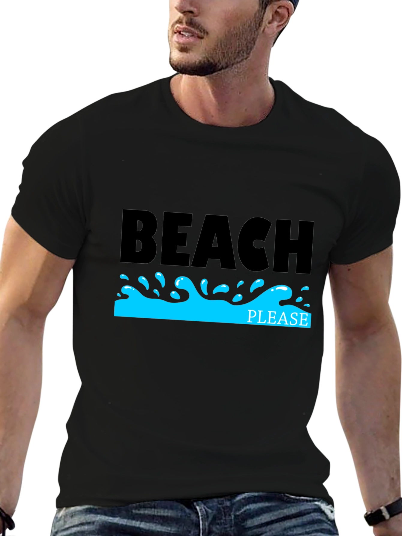 Beach Please Black T-Shirt
