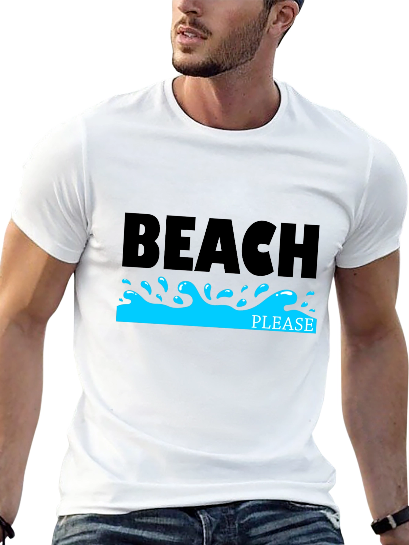 Beach Please Black T-Shirt