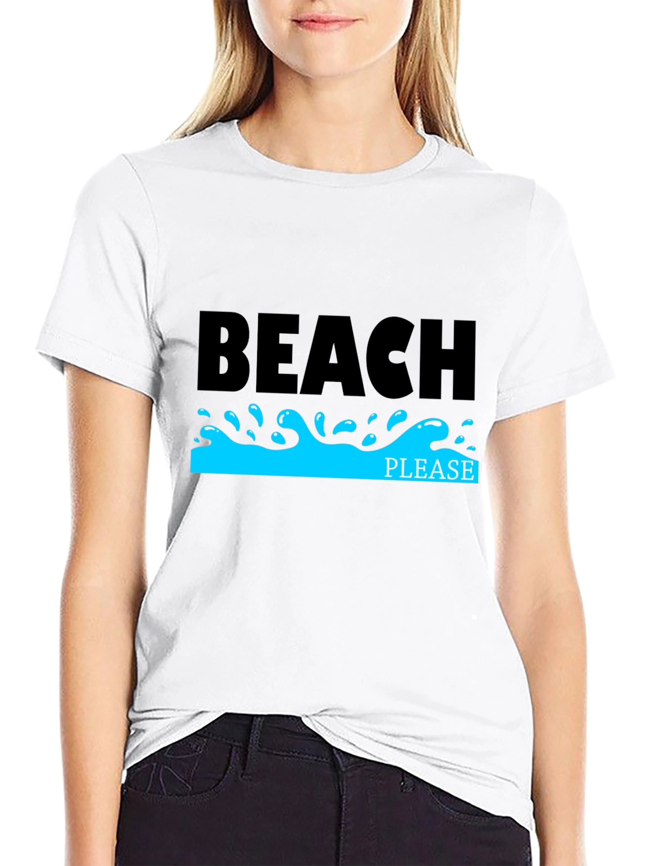 Beach Please Black T-Shirt