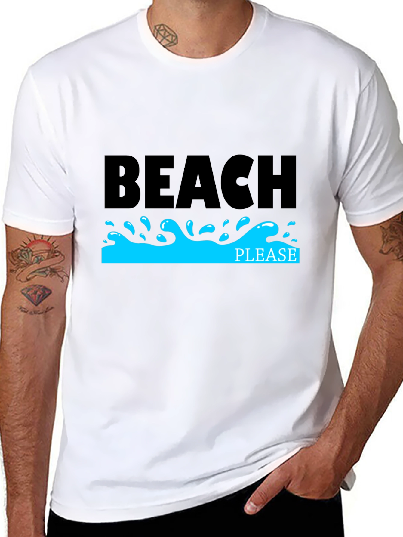 Beach Please Black T-Shirt