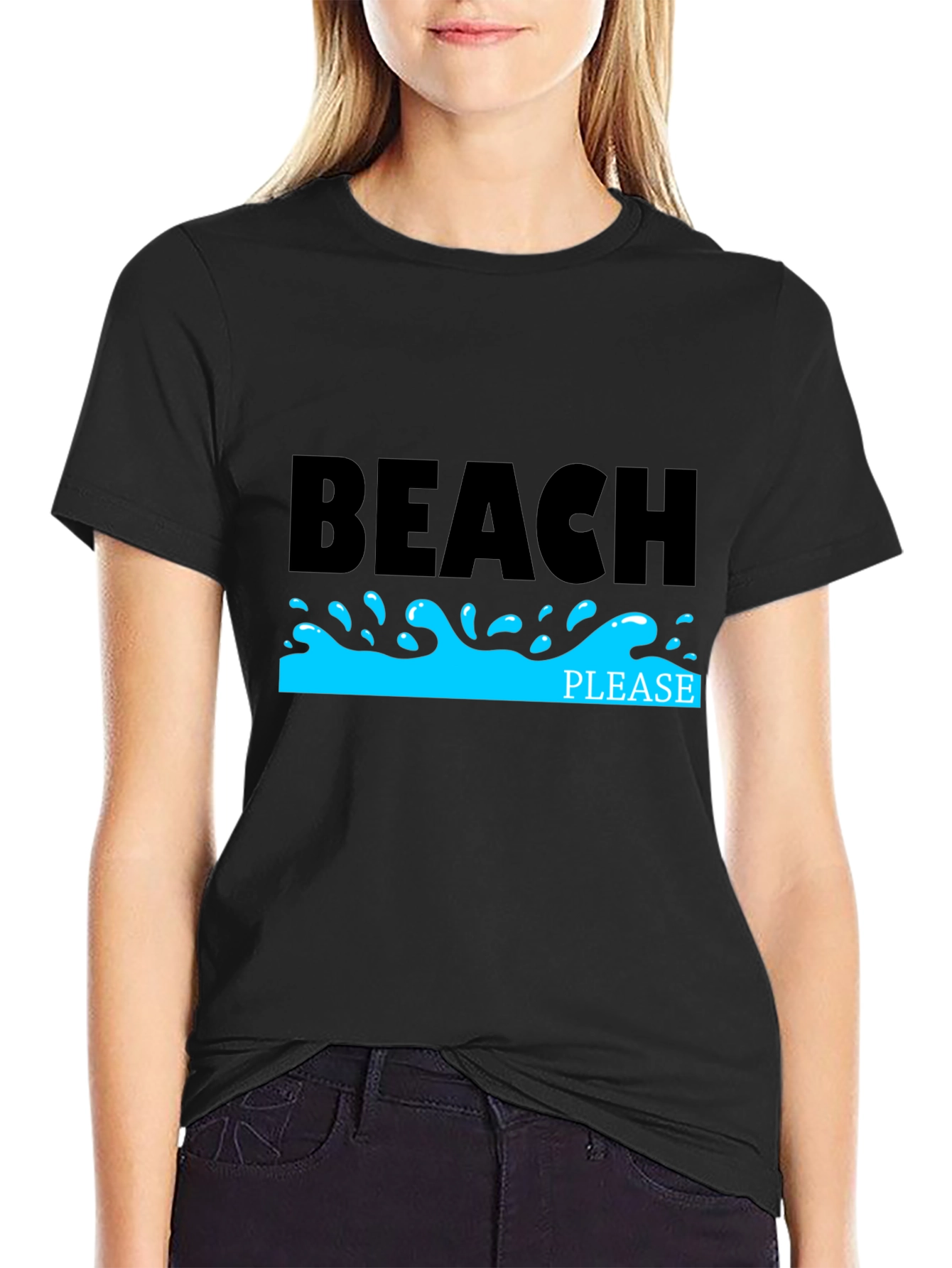 Beach Please Black T-Shirt