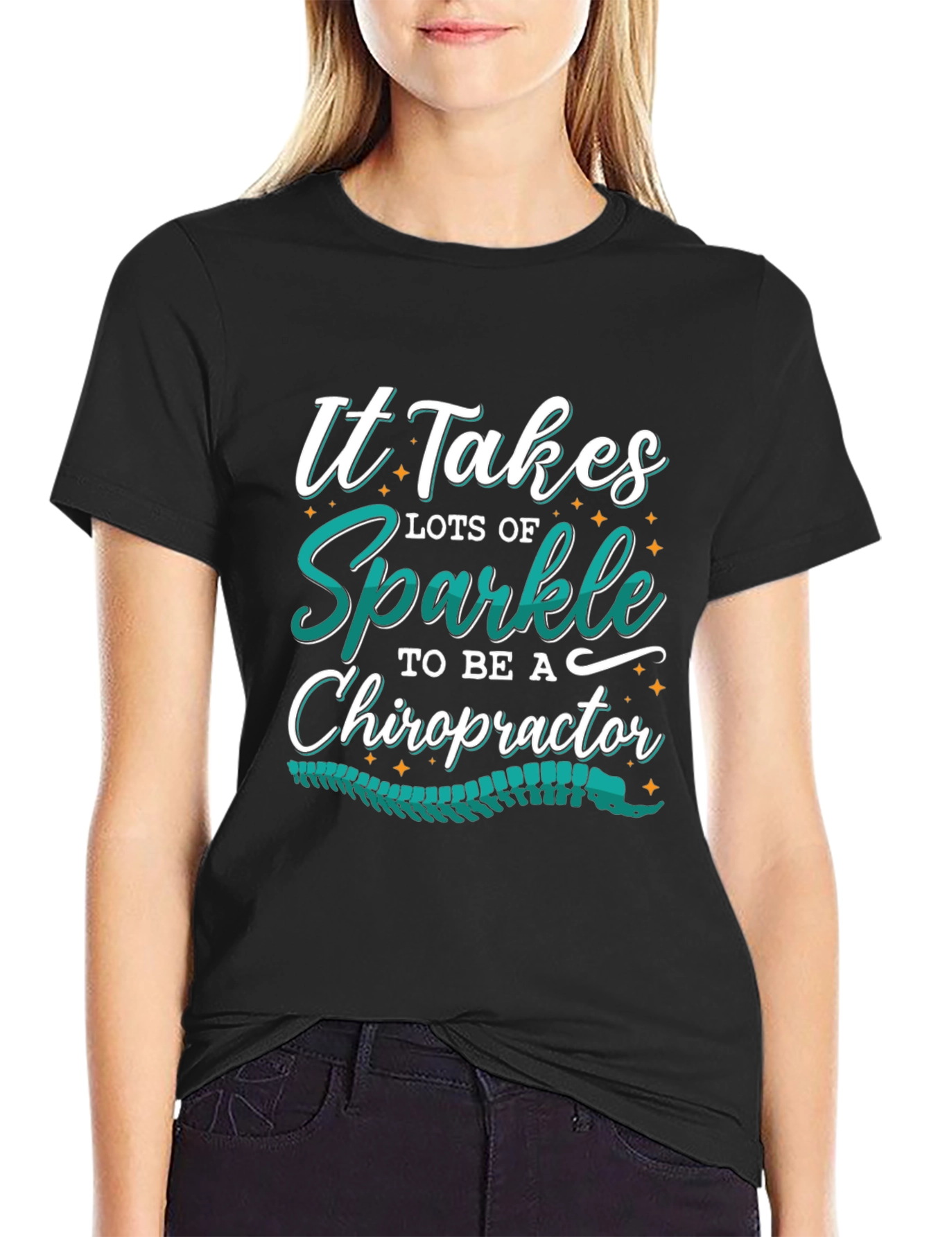 Sparkle Chiropractor T-Shirt - Black Graphic Tee